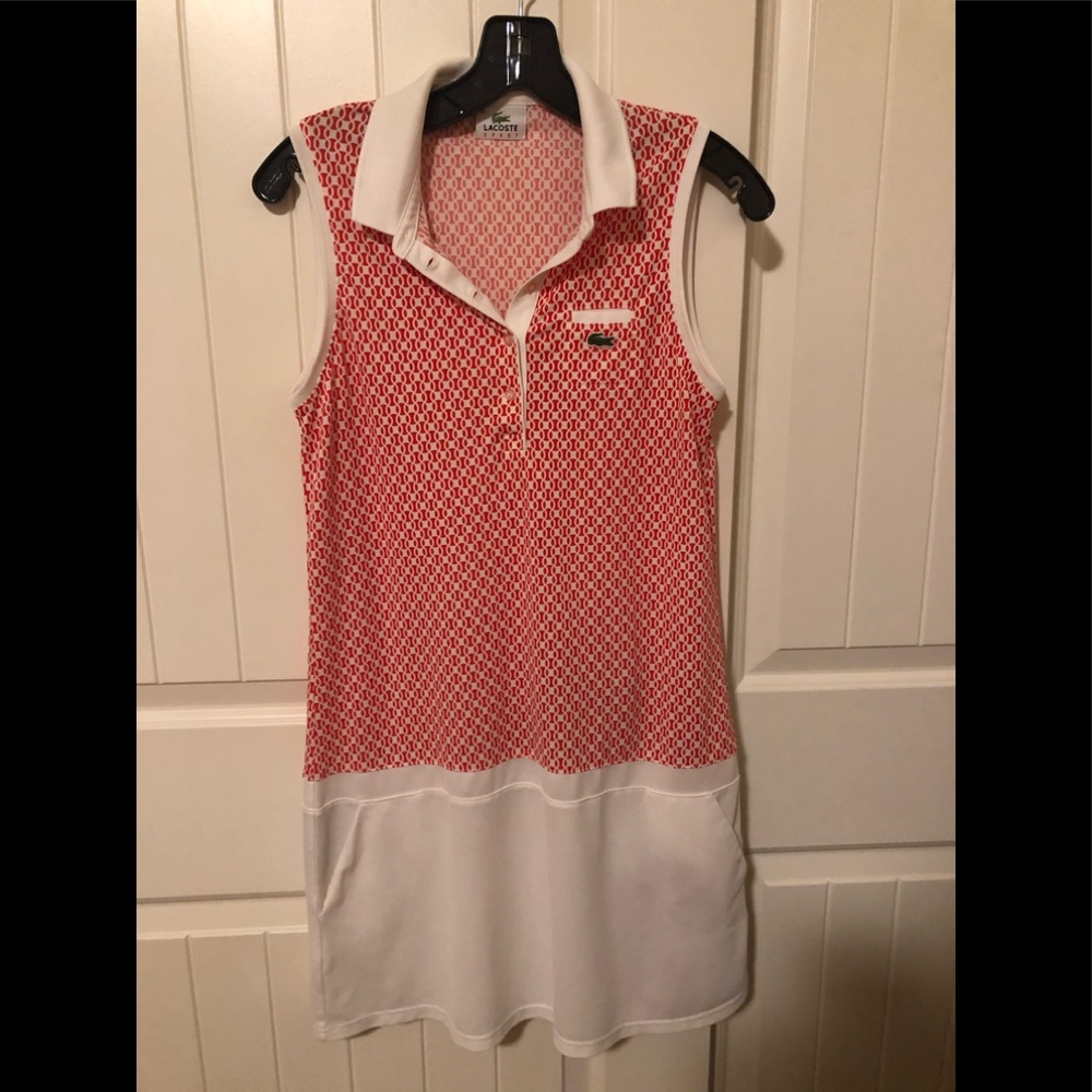Lacoste Orange /white tennis Shirt Dress